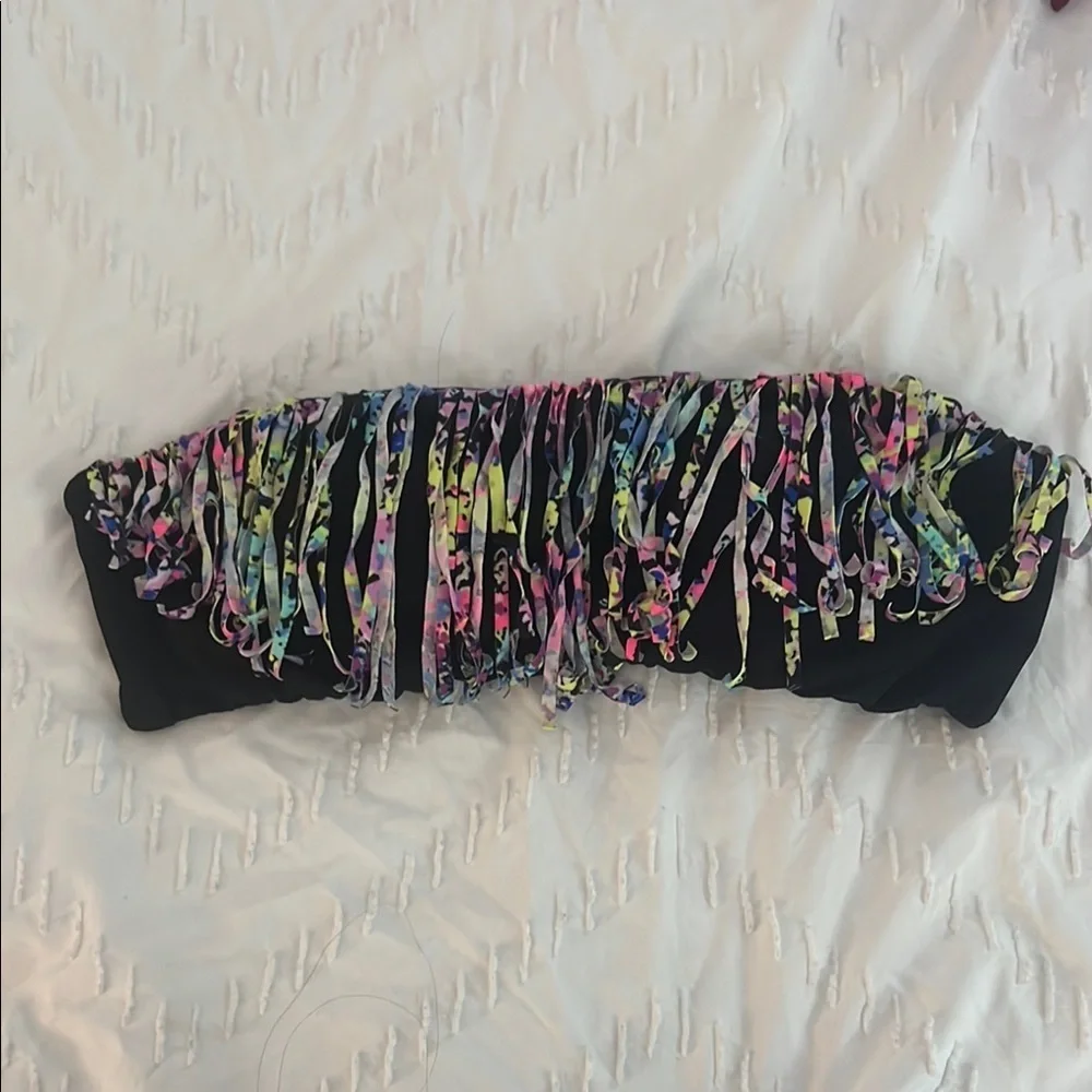 Victoria's Secret Black Bikini with Multicolor Fringe